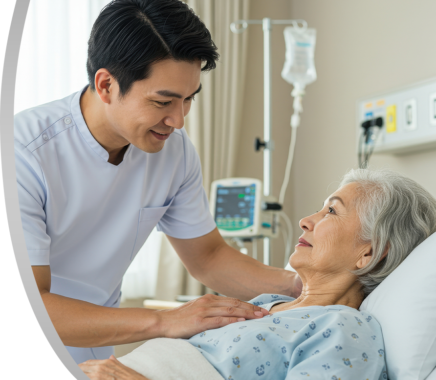 Healthcare worker with patient