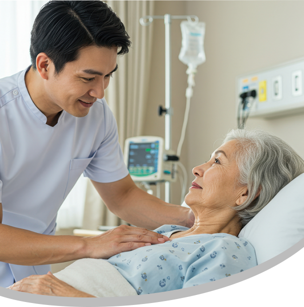 Healthcare worker with patient